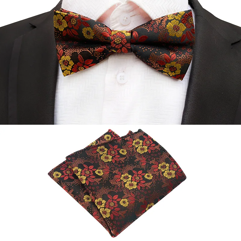 

Bow Tie Set For Men Red Blue Paisley Pocket Square Bowtie Suit Mens Business Wedding Hankerchief Floral Ties Accessories Gifts