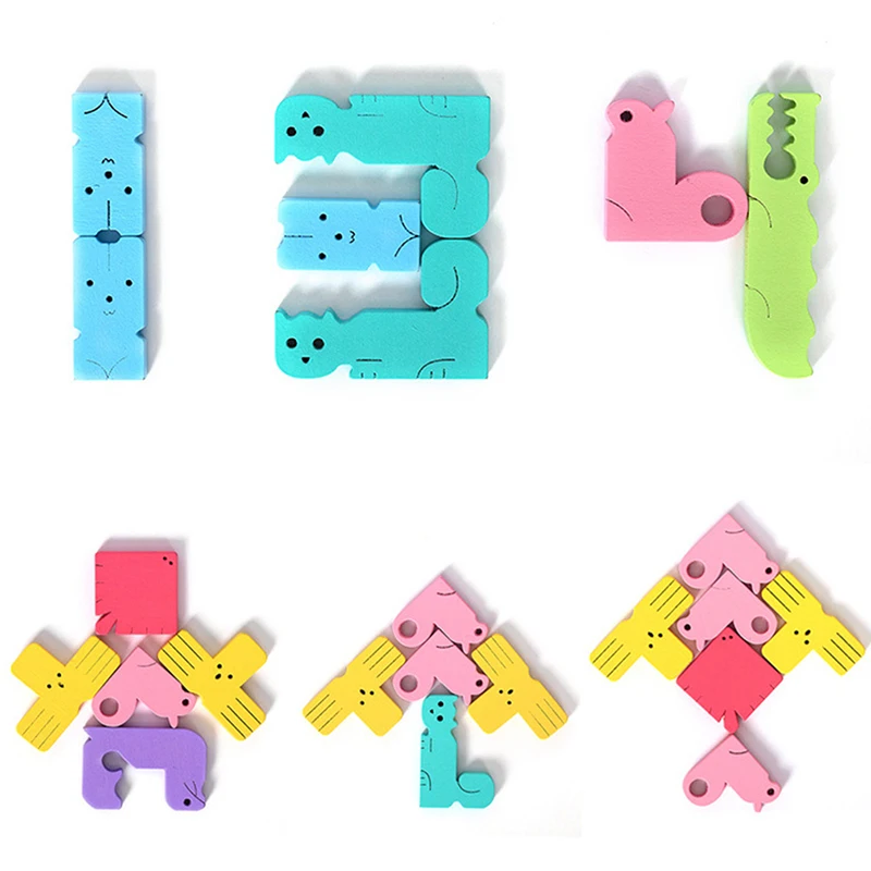 

Cute 3D Wooden Puzzles Jigsaw Board Toys Wood Gifts Tangram Brain Teaser Children Puzzle Toys Tetris Game Educational Baby Toys