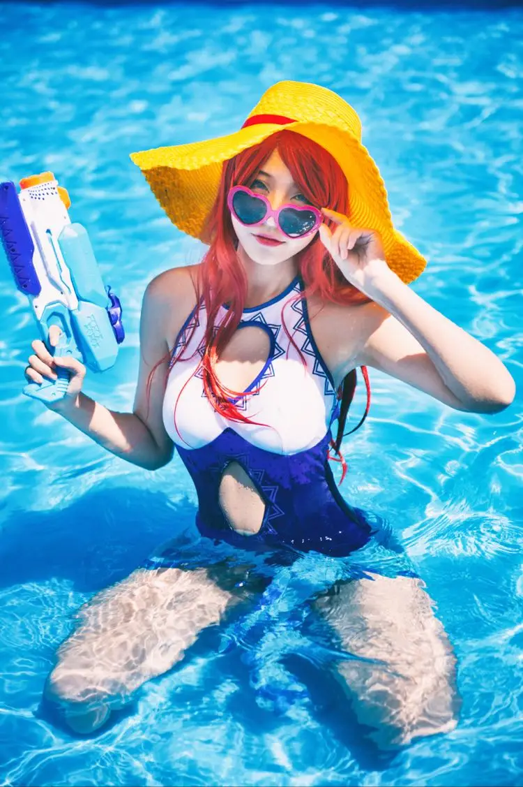 

Косплей-костюм из аниме «Мисс удача», купальник для вечеривечерние в бассейне, без шляпы