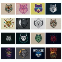 colorful animal printed dining table western food coaster pad bowl cup mat home anti slip linen ethnic style wolf tiger placemat