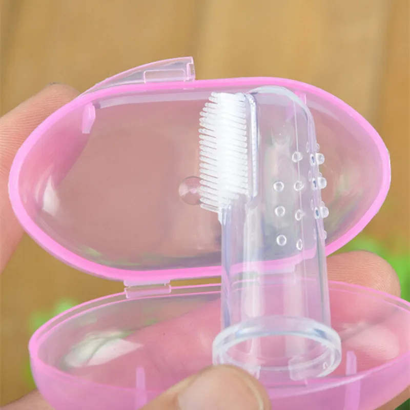 

1pc Kids Baby Silicone Finger Toothbrush with Box for Newborns Soft Rubber Gum Teeth Clean Massage Non Toxic Brush Dental Care