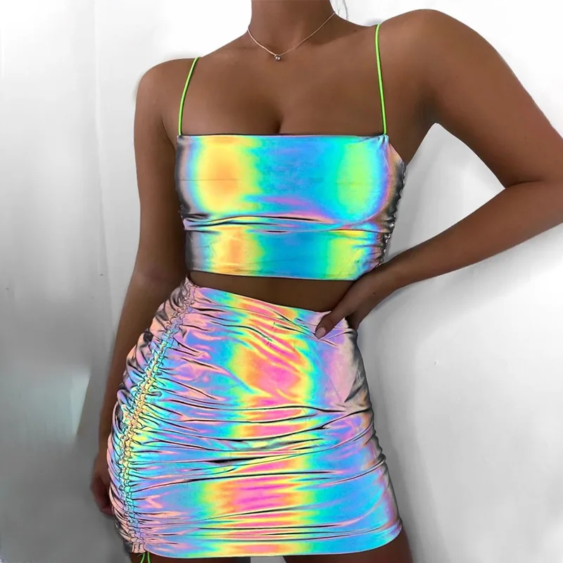 Оставайтесь аккуратными сексуальные Светоотражающие Женский комплект 2 шт. с