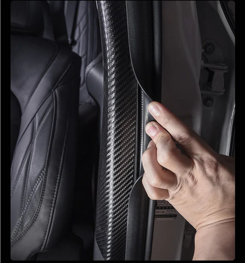 

Car B Pillar Anti-kick Protective Mat Cushion Pad Case Cover Carbon Fiber Leather Stickers For Camry 8th 2018 2019 2020