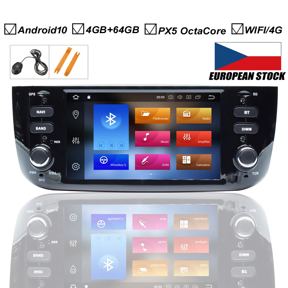 

Car Android 10 DVD GPS Player For FIAT Linea Punto Evo Headunit Auto Radio Stereo BT Wifi Octa Core Carplay 4GB+64GB DSP DAB+ SD