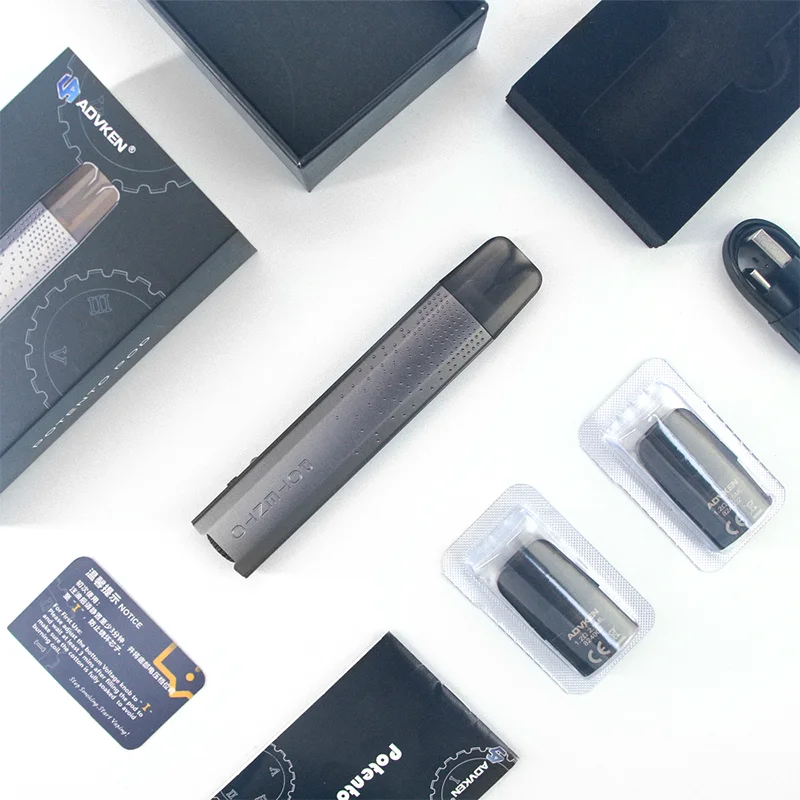 

Advken Potento Pod System KIT 3.2V to 4.2V Output Side Filling 2.5ml Pod Refillable Cartridge 560mah Built-in Battery Vape Kit