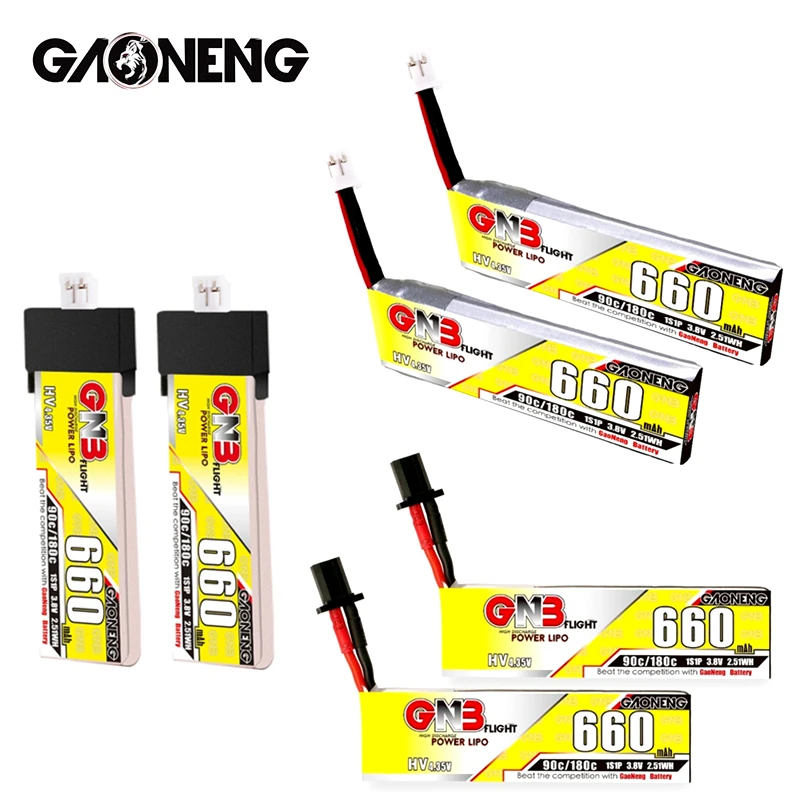 

2/4 шт. GNB 1S HV перезаряжаемая литий-полимерная батарея 4,35 в 660 мАч 90C/180C для Emax Tinyhawk King Kong Ldarc TINY7 Drone PH2.0/GNB27 Plug
