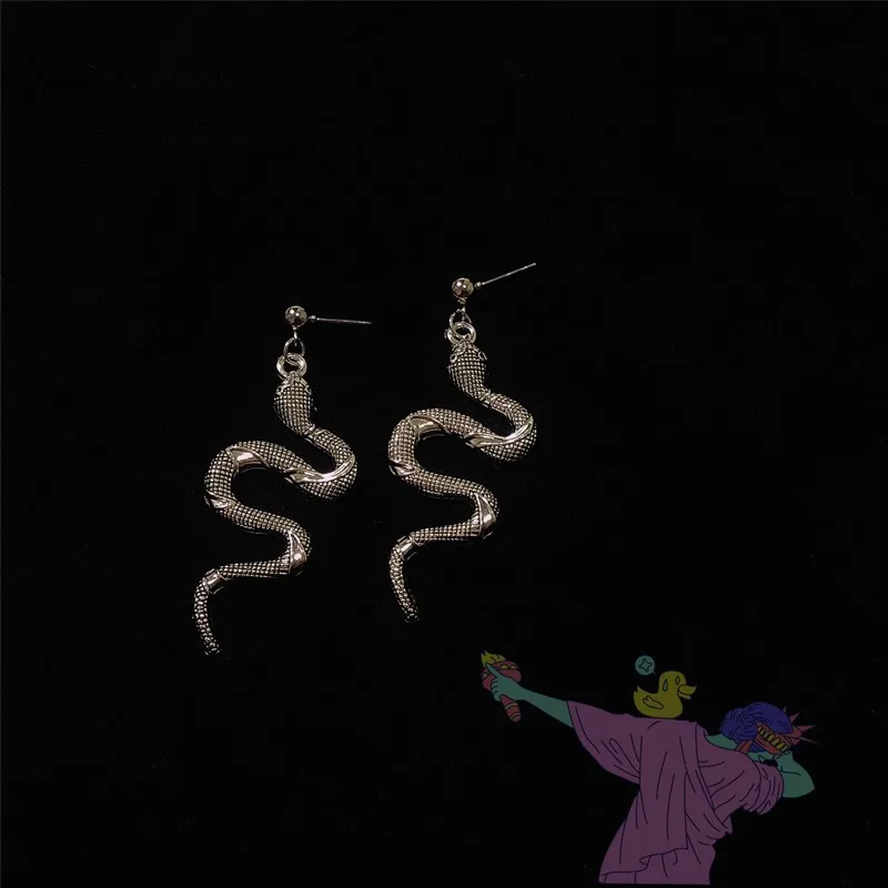 

ins dark retro super fire snake earrings 2021 new personality jewelry Christmas present עגילים לנשים aretes de acero inoxidable