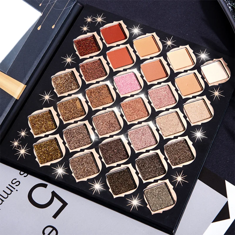 

28-color Micro-shimmer Pearlescent Black Eyeshadow Palette Private Custom Makeup Palette