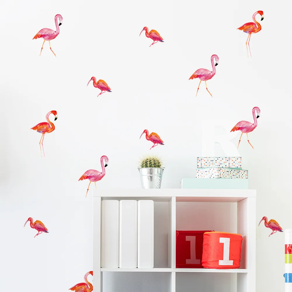 Funlife мультфильм фламинго пвх наклейка на стену для детской комнаты декоративная