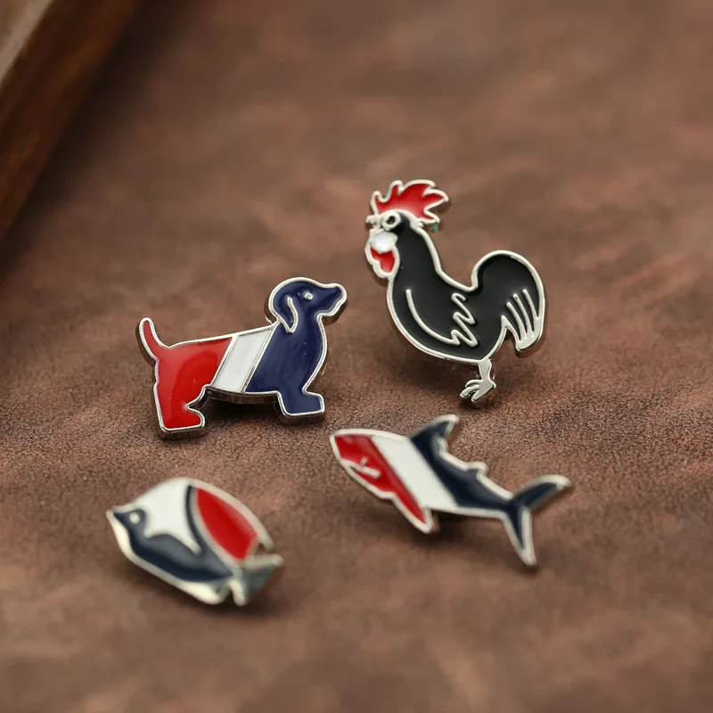 Wukaka цветная эмалированная петух Акула брошь с рыбой булавки для мужчин костюм
