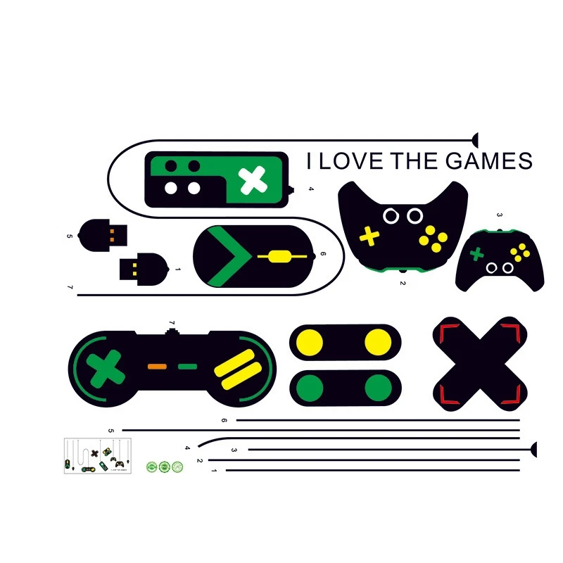 Настенный стикер с ручкой игровой консоли для Интернет-кафе Кабинета