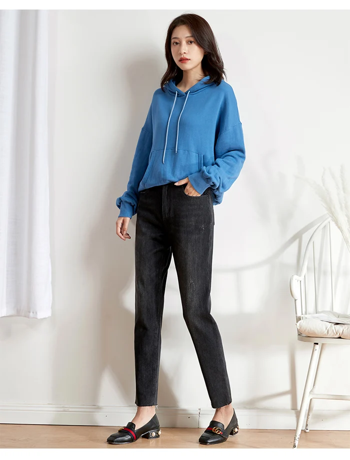Женские узкие мытые джинсы LEIJIJEANS, черные джинсы из харлана с высокой посадкой, новая модель 9206 большого размера на осень