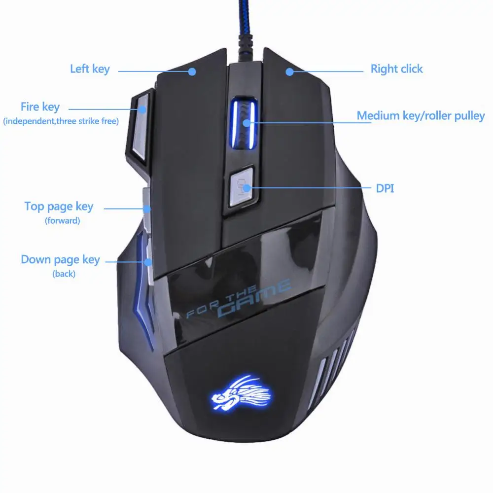 Проводная игровая мышь ALLOYSEED 5500 DPI 6/7 кнопок светодиодный USB компьютер с