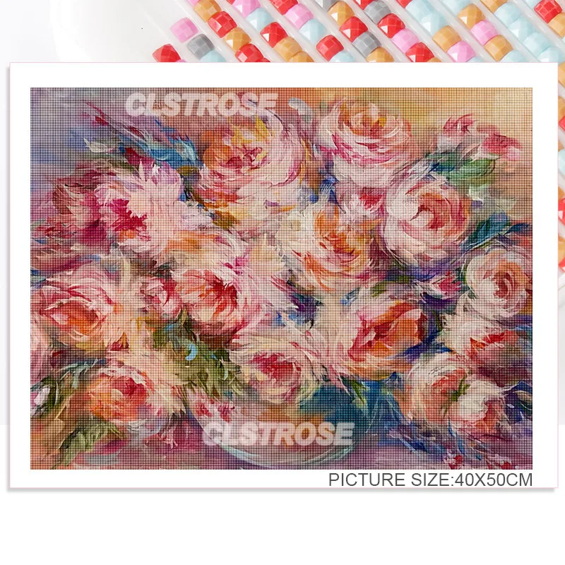 

Flower Diamond Painting 5D Diy Oil Painting A Bouquet of Flowers Pink Roses Can Be Customized Home Wall Decoration for Bedroom