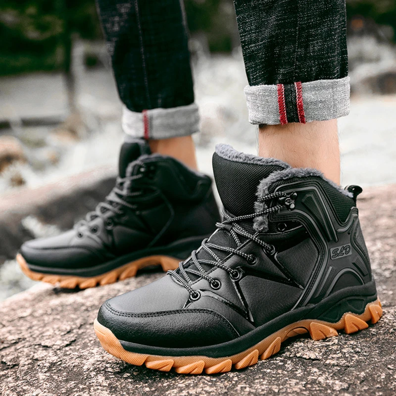 Мужские зимние ботинки с высоким верхом и мехом Odipon теплые уличные нескользящие