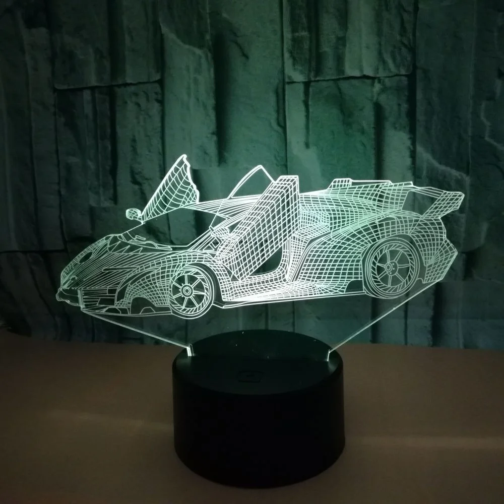 Автомобиль гоночный 3D иллюзия ночник 16 цветов сенсорный пульт дистанционного