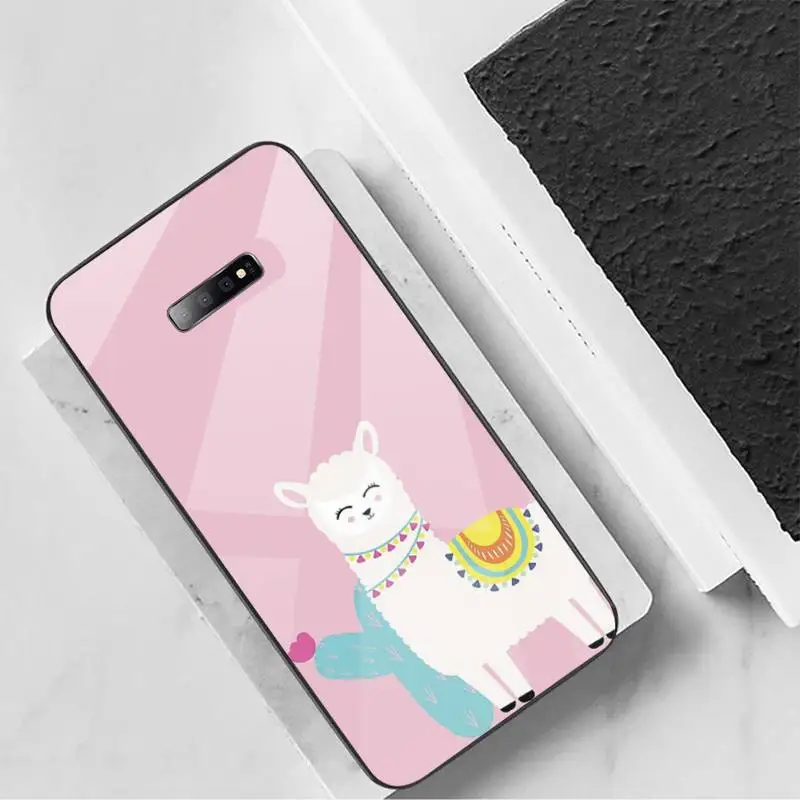 

Alpaca cute cartoon animal coque cover funda Phone Case Tempered glass For Samsung S6 S7 edge S8 S9 S10 e plus note8 9 10 pro