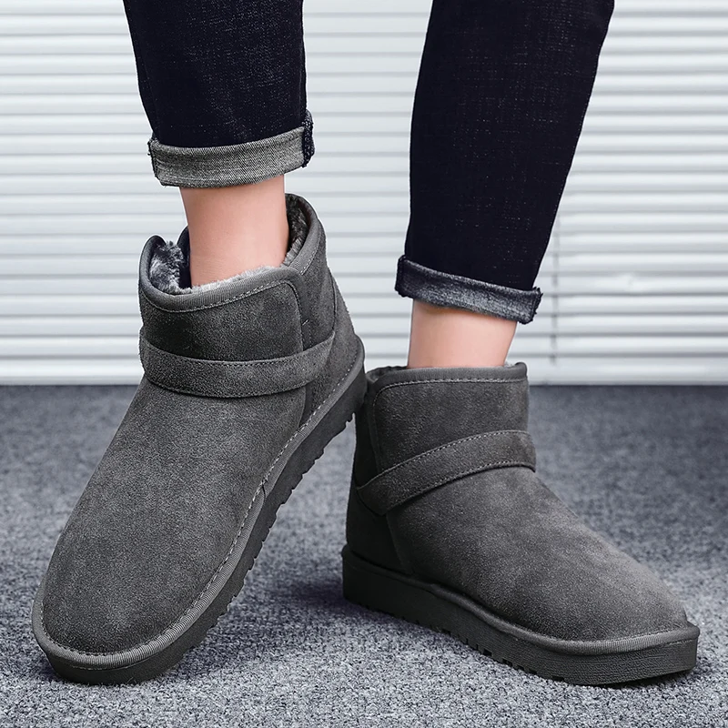 Мужские повседневные ботинки зимние из хлопчатобумажной кожи в Корейском стиле