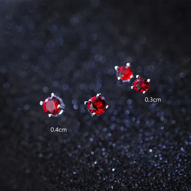 3mm Small Trusta новые 925 пробы серебряные Модные женские милые крошечные 4 мм X 4 мм красные циркониевые серьги-гвоздики подарок для девочек Дети Леди DS238 - Окраска металла: 3mm Small