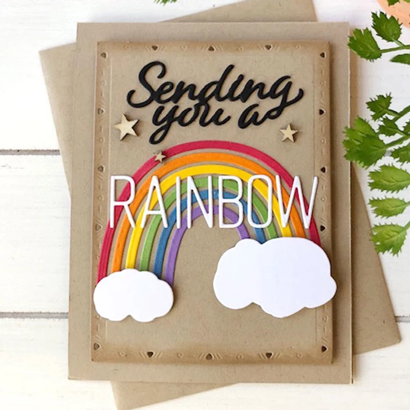 

JC Sending you a RAINBOW Metal Cutting Dies Letters Words Scrapbooking Handmade Card Make Shape Stencil Craft Mold Model Decor