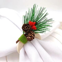10pcslot christmas decoration napkin ring simulation pine cone napkin buckle holiday party desktop napkin ring