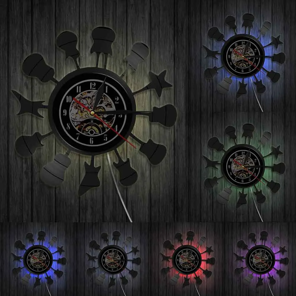 Акустическая гитара силуэта в кружке музыкальные комнаты настенные