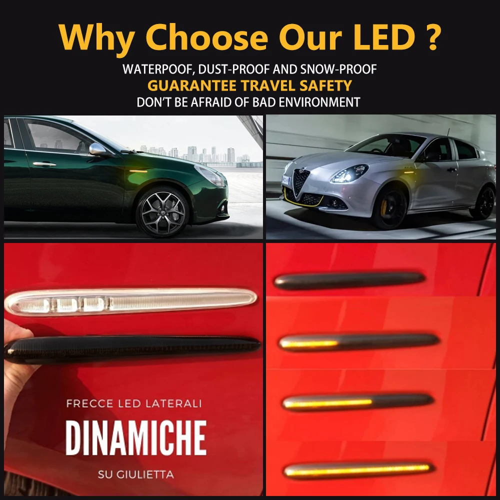 Светодиодные динамические боковые габаритные огни 2 шт. указатели поворота со