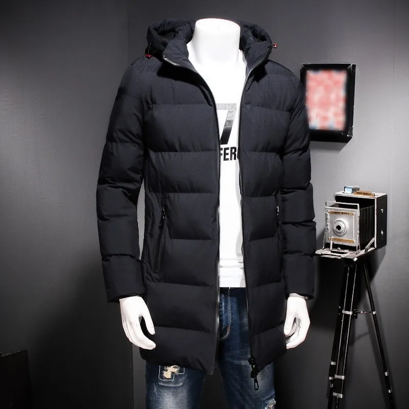 Зимняя однотонная черная синяя большой размер 8XL Толстая длинная парка куртки