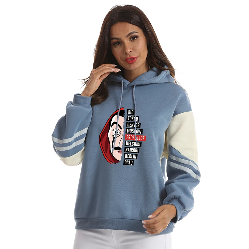 

Autumn Winter Hoodies Casual Fleece Harajuku Kawaii Funny Cartoon Printed Sweatshirt Women Korean Spell Color Splicing Sudaderas