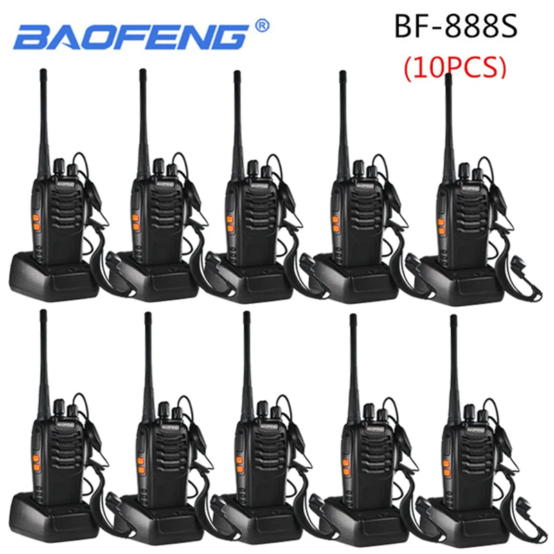 10 шт Baofeng BF-888S рация 888s 5W 16 каналов 400-470MHz UHF FM приемопередатчик двухстороннее радио Comunicador открытый гоночный