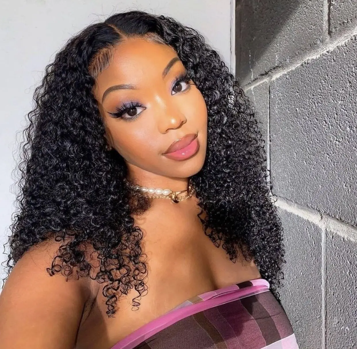 Парики из человеческих волос с глубокой кудрявой кружевной передней частью 13x4