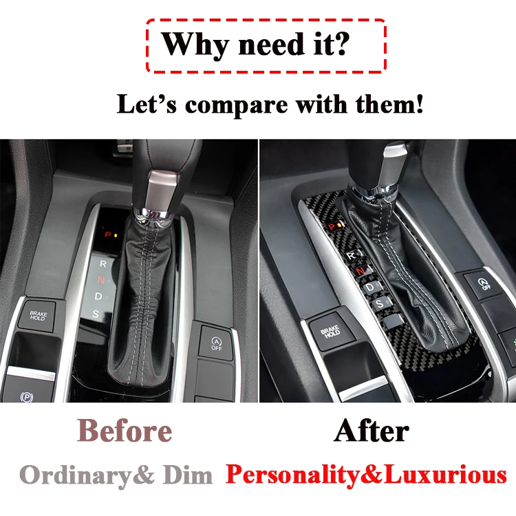 Чехол из натурального углеродного волокна для панели коробки передач салона Honda