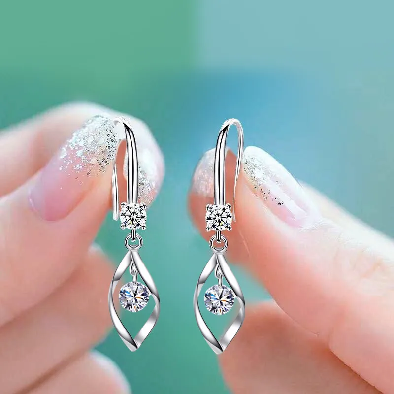 

New Arrive Romantic Bright Cubic Zircon Dangle-Earring Stainless Metal Noble Zirconia Women Earring Brincos Bijoux Jewelry Gift