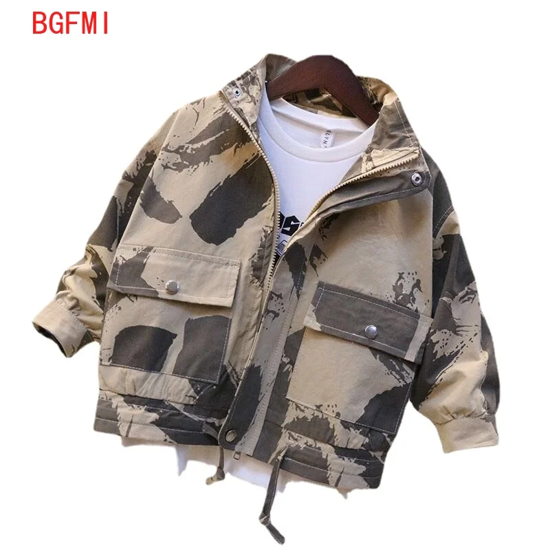 

Spring Fall Boys Jacket Children Autumn Outwear Jacket Children Cotton Camouflage Coat 3-7 years Boys Windbreaker Zipper Clothes