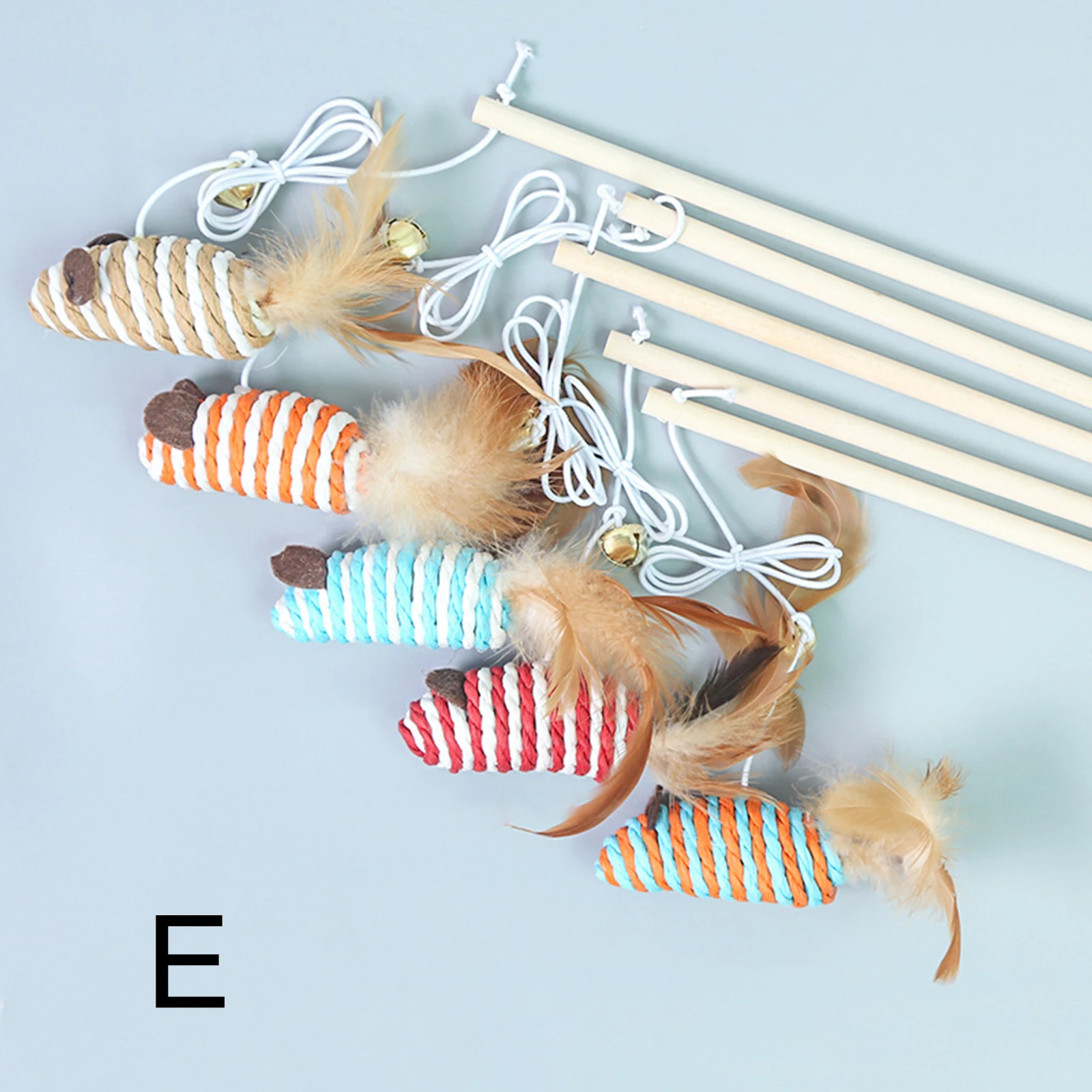 

New Cat Supplies Funny Cats Trainer Toy Durable Wooden Pole With Feathers And Small Bell Cat Toy Interaction Stick Drop Shipping