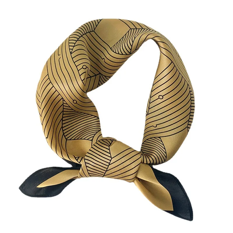 

2021 Fashion 100% Silk Satin Hair Scarf For Women Handkerchief Printed Bag Scarfs Female Square Head Bandana Scarves For Ladies