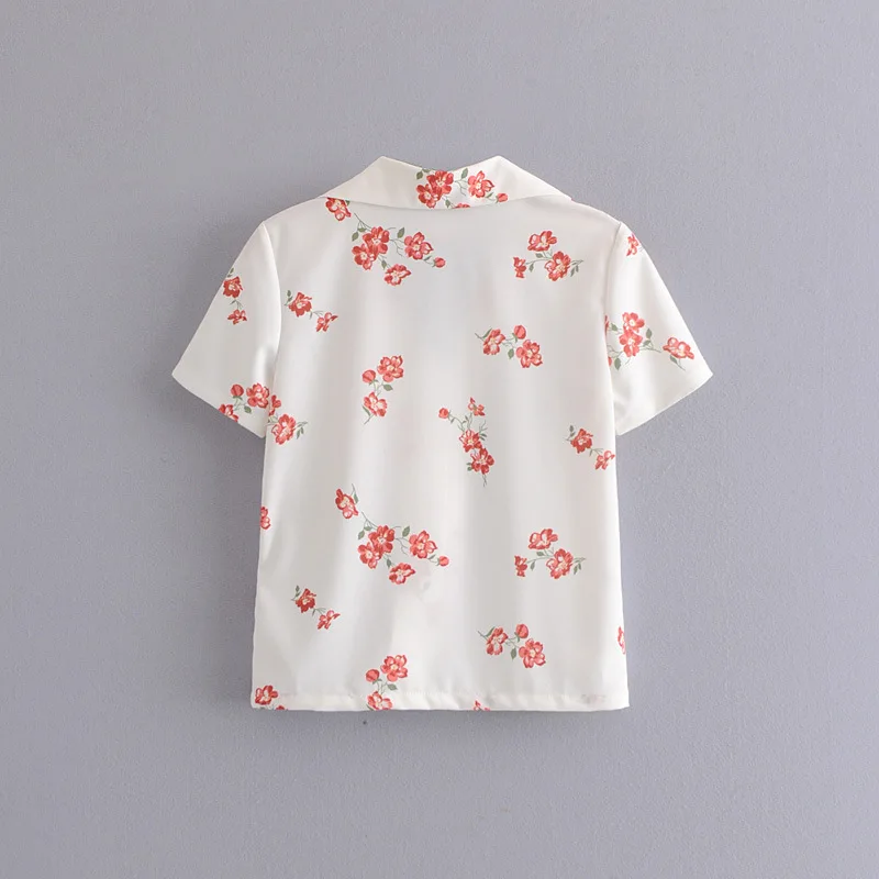 Женская Повседневная Блузка с принтом винтажная Свободная рубашка коротким