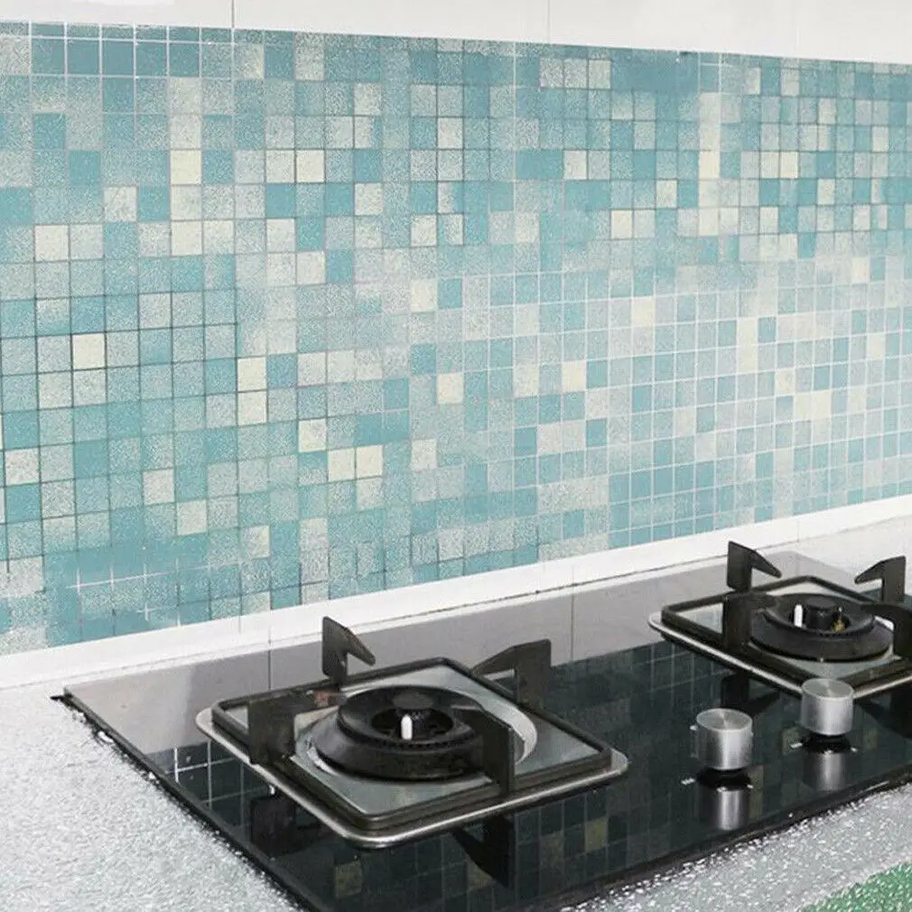 

6 Colors Self Adhesive Waterproof Wallpaper Brick Tile Stove Cabinet Wall Sticker Oil-proof Kitchen Sticker