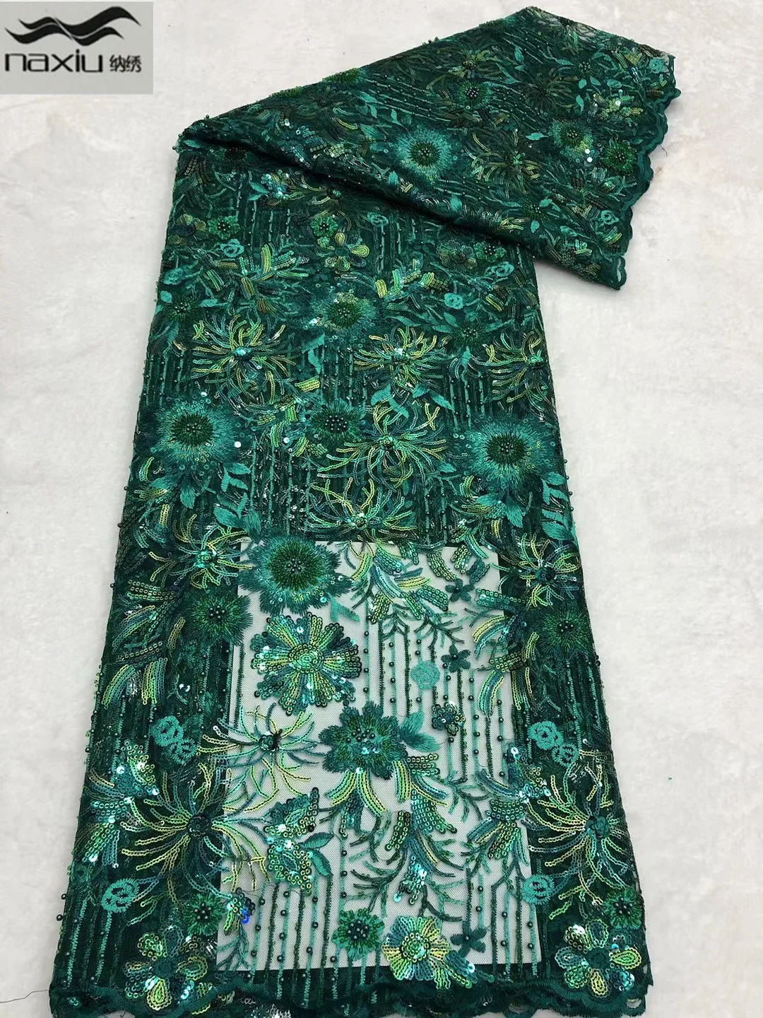 

Madison African Lace Fabric With Big Sequins French Mesh Lace Fabric 2021 High Quality Lace Nigerian Lace Fabric For Party