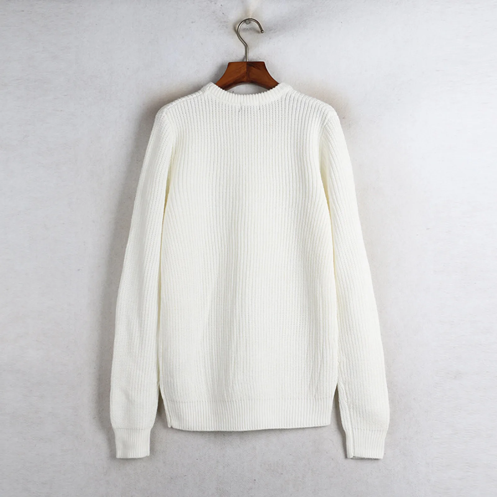Мужской осенне-зимний однотонный пуловер Повседневная вязаная Мужская одежда