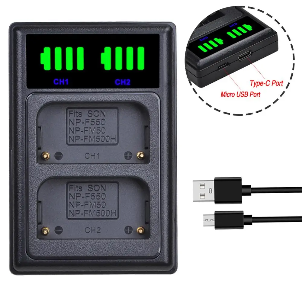 3 Pack NP F550 F570 батарея + Type c светодиодный зарядное устройство для Sony F770 F530 F750 F730 F950 F960