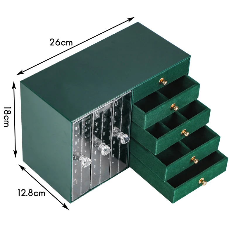 

Portable Earrings Ring Display Stand Shelf Dustproof Jewelry Storage Box Drawer Women Ear Clip Earrings Organizer Case