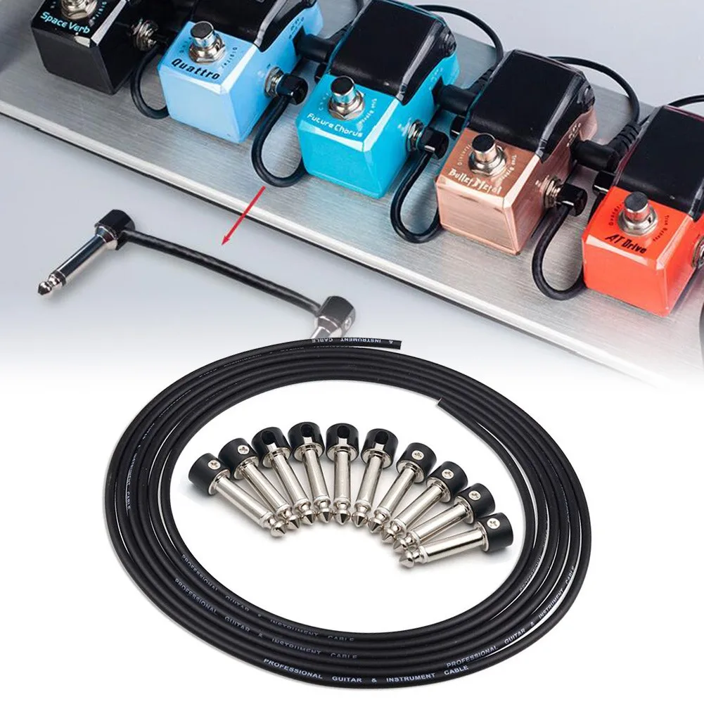 

Solderless Connection Design Guitar Cable DIY Pedal Patch Kit 10 Black Cap Plug 300CM Cable For 4mm Audio Custom Pedalboard