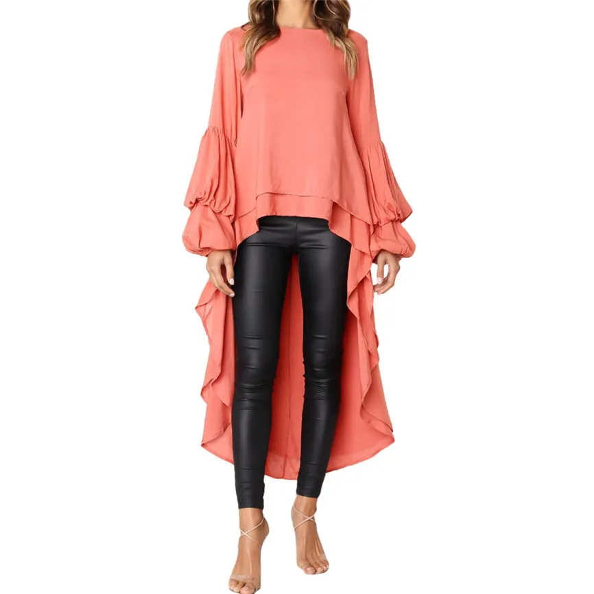 Plus Size Boho Women's Blouses Irregular Ruffles Shirt Women Tops Long Sleeve Sweatshirt Pullovers Womens Shirts Big Sizes | Женская