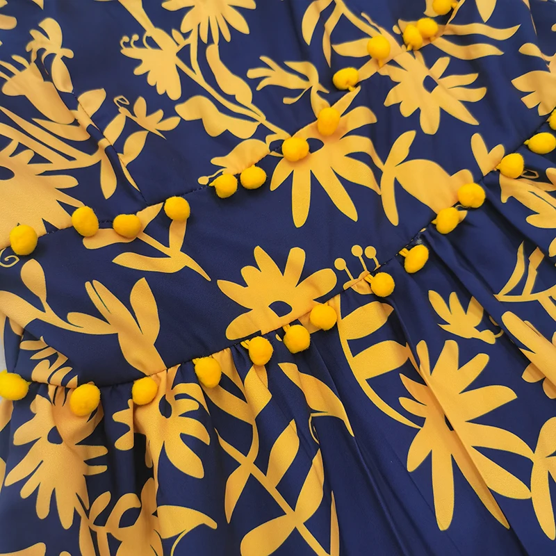 

VGH Hit Color Print Sling Dress For Women V Neck Sleeveless High Waist Patchwork Maxi Dresses Female 2021 Summer Fashion Clothes