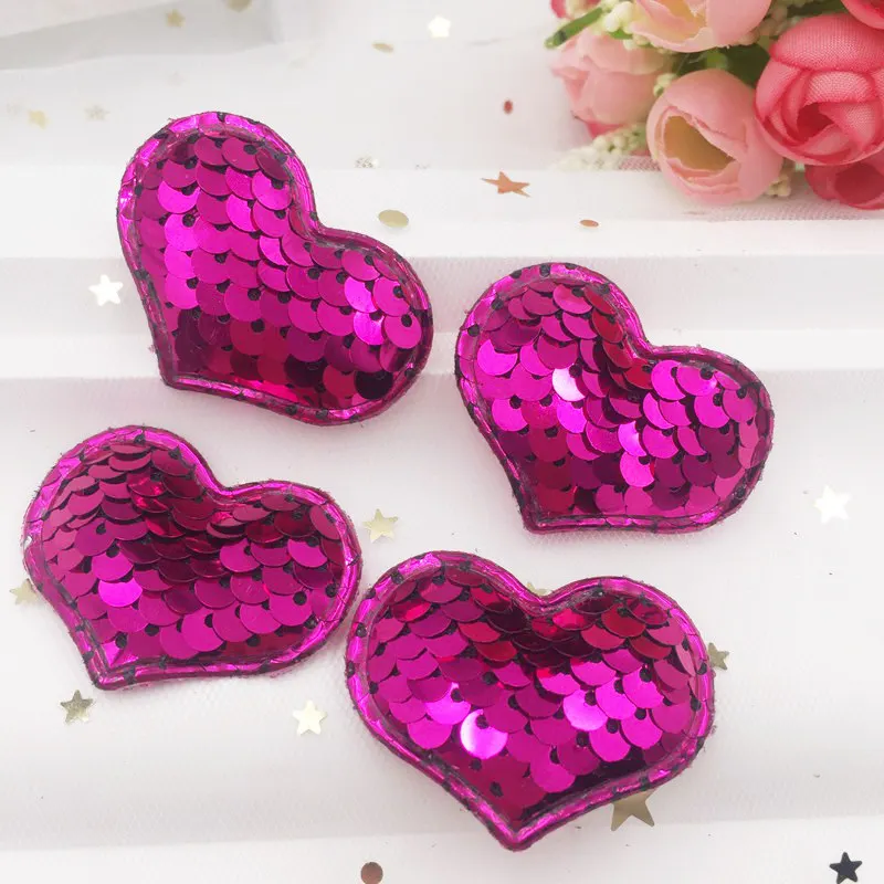 Цветной глиттер блестки рыбья чешуя мягкая ткань аппликация в виде сердца