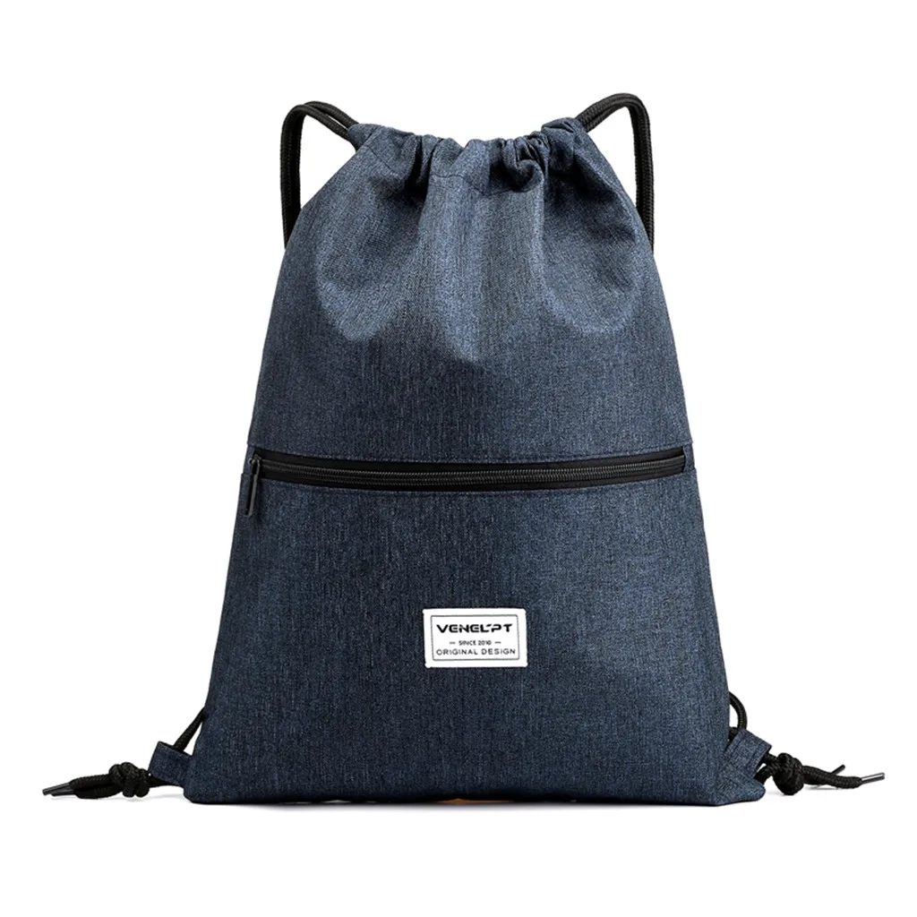 Dark Blue Мужской рюкзак модный унисекс Водонепроницаемый на молнии комплект веревок для путешествий спортивный рюкзак на шнурке школьные сумки# es - Цвет: Dark Blue