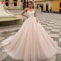 custom made strapless embroidery appliques tulle chapel train bridal ball gown elegant lace up back sleeveless wedding dress