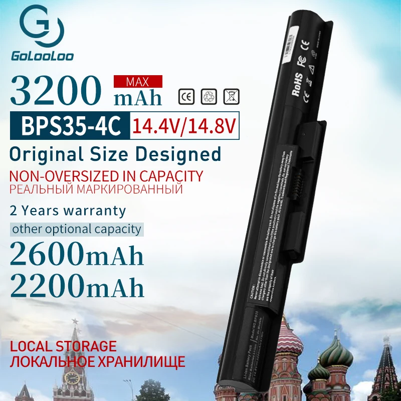 Аккумулятор Golooloo для SONY Vaio Waio 4 ячейки моделей 14E 15E SVF1521A2E SVF15217SC SVF14215SC SVF15218SC BPS35