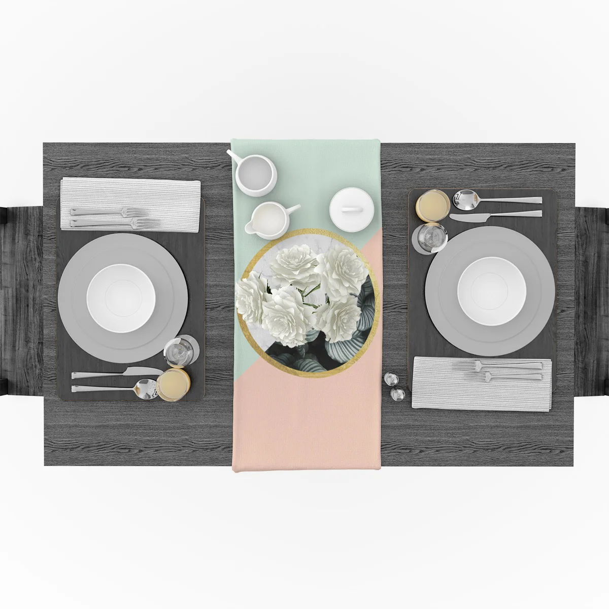 Round Marble Tropical Plant Pink Table Runner Modern Linen Cotton Flag Home Wedding Party Dinning Decor | Дом и сад